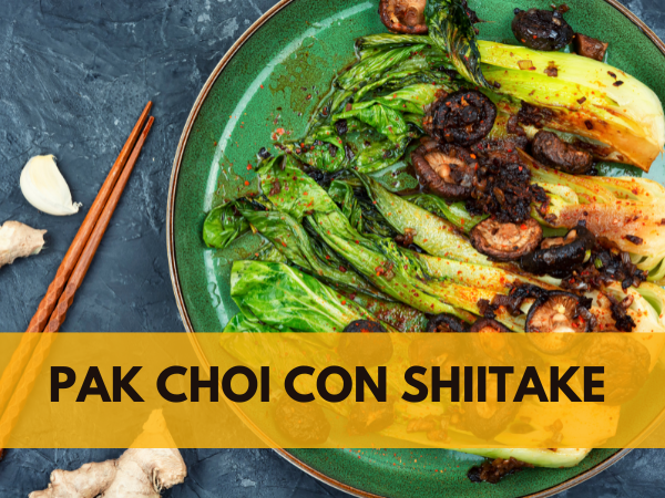 pak choi con shiitake salteado